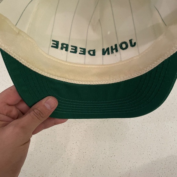 John Deere Trucker Hat K Product Snapback GREEN PinStripe RARE USA - Picture 3 of 4